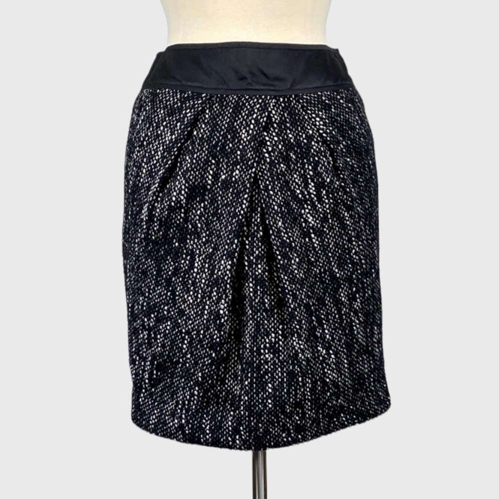 Vera Wang Lavender Label Womens Black Tweed Pencil Skirt Wool Blend size 4